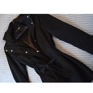 Calvin Klein Black Tie-Waist Zip Up Trench